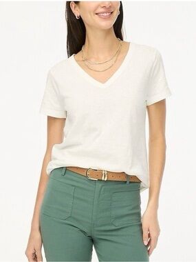 J.Crew New Girlfriend V-neck Tee in White NWT